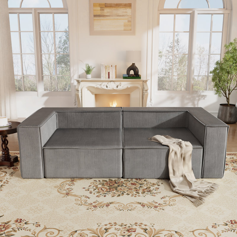 78" Modern Cloud Couch Modular Couch Courdoroy Sofa Boneless Couch, Gray