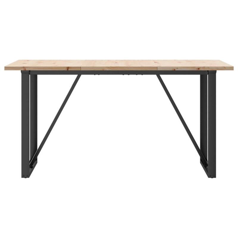 vidaXL Dining Table O-Frame Solid Wood Pine and Steel, 75.5cm H x 140cm L x 80cm W