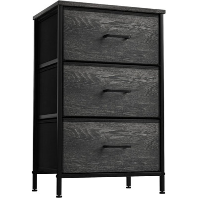 Sorbus 3 Drawers Nightstand with Steel Frame and Wood Top in Rustic