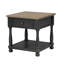 Ensemble de chambre avec grand lit 4 pièces Ginie, table de chevet USB, miroir, bois brun noir