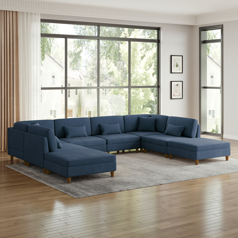 8 Seater Corduroy Corner Sofa 