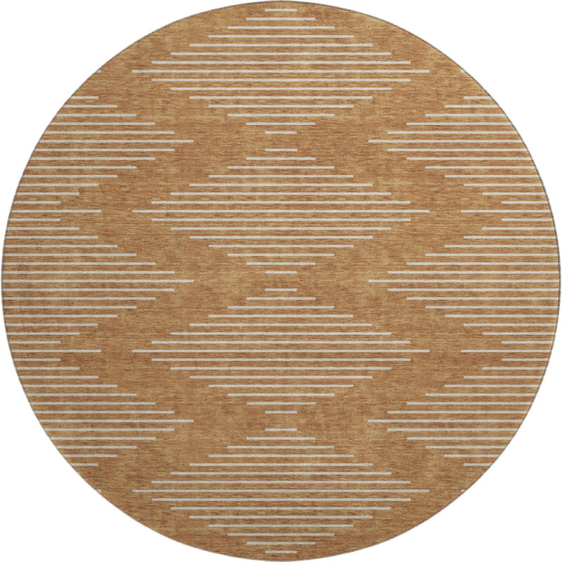 Tapis géométrique Premium lavable à la machine Colmenero AMF1016, Rond 8 pi