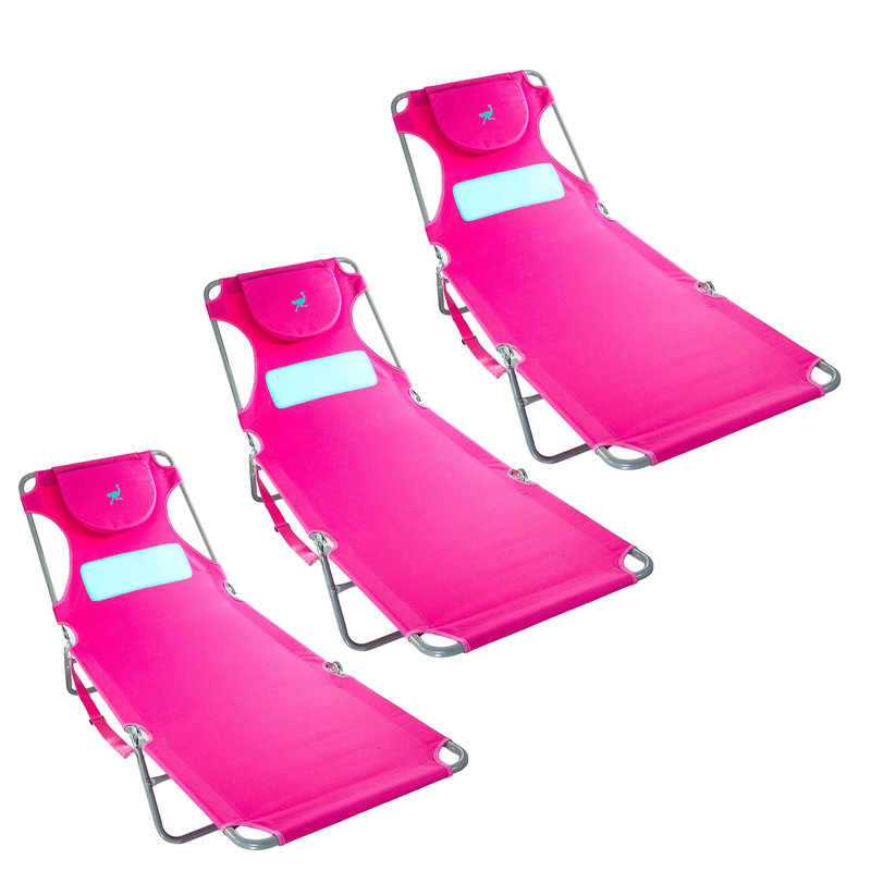 Chaise longue de plage Comfort Lounger Face Down, rose (paquet de 3)
