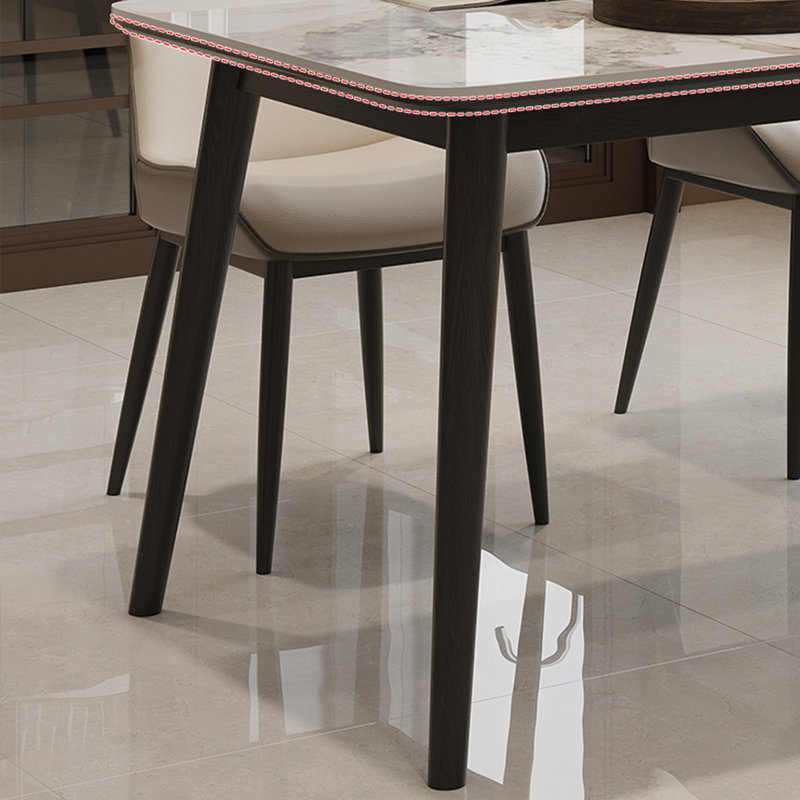 Table de salle à manger en pierre brillante de luxe, H 29,52 po x L 70,86 po x l 35,43 po