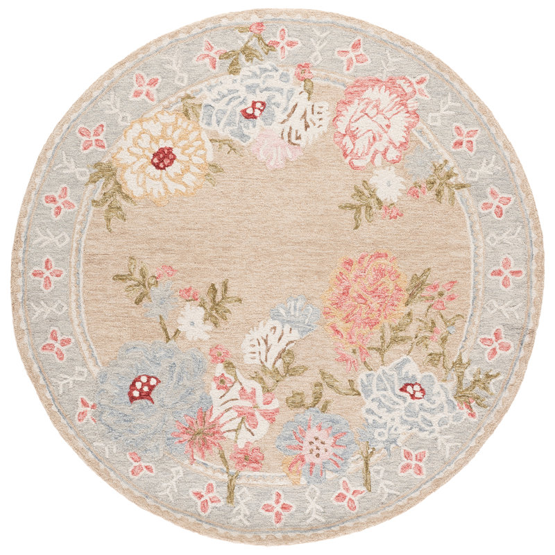 Jardin 476 Hand Tufted 80% Wool; 20% Cotton Floral Rug, Round 6'