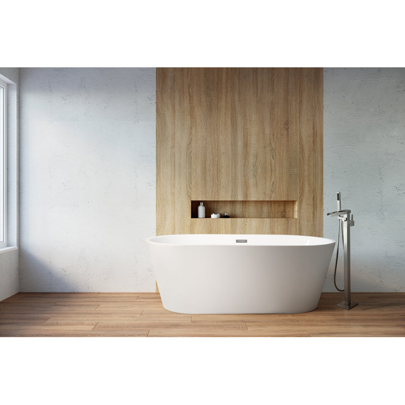 Baignoire de trempage autoportante en acrylique à fond plat 67 po Melina