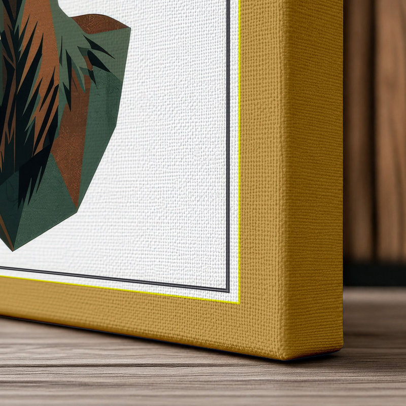 Stately Deer Geometric - Wrapped Canvas, 30x20 - 76.2 x 50.8 cm, Ochre Border