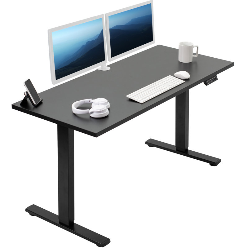 VIVO Electric 55" x 24" Square Corner Desk (1B55S Series), Black/Black