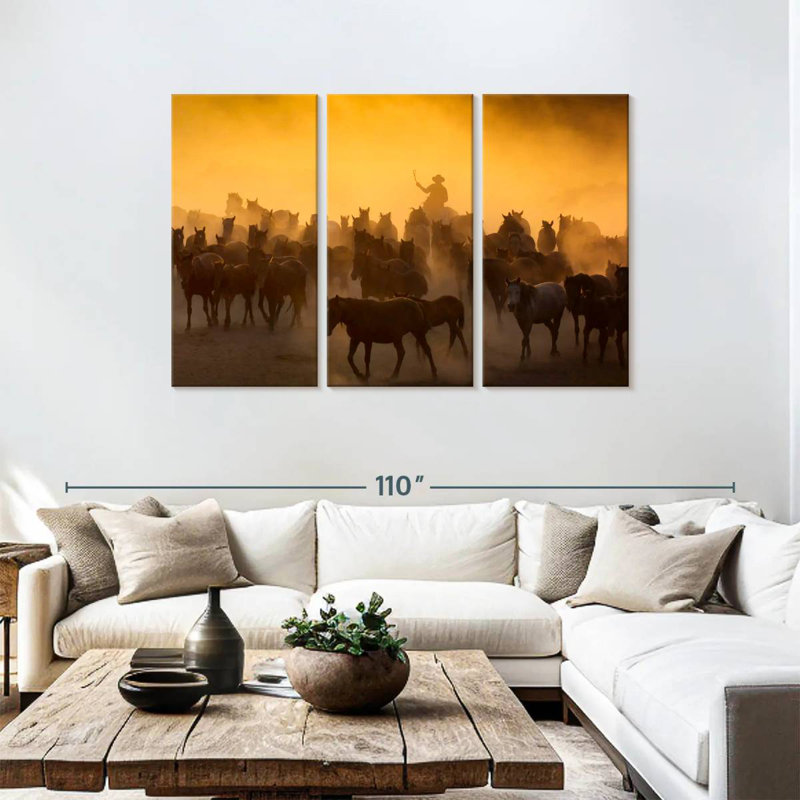 Lelar Herding Horses, 48" H x 74" W