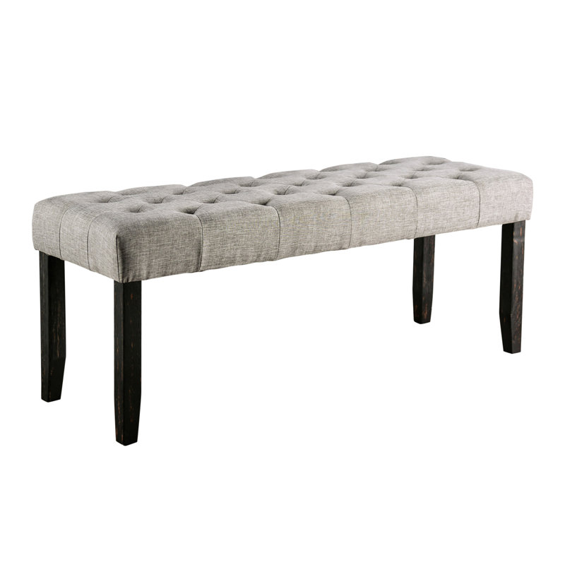 Polyester Upholstered Bench, Light Gray