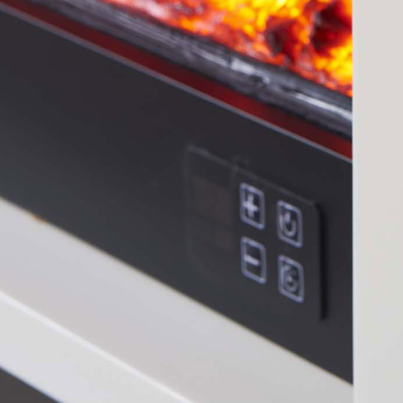 Beige Solid Wood TV Cabinet Heating Fireplace