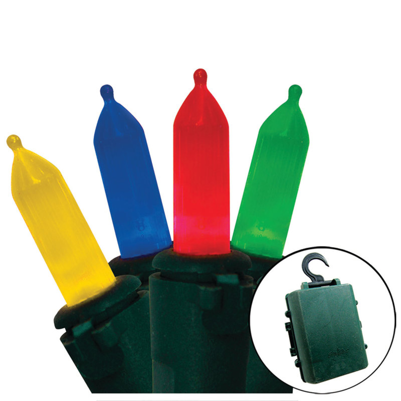 Mini-luminaire DEL traditionnel à pile 35 Lt, Fil vert, Multi
