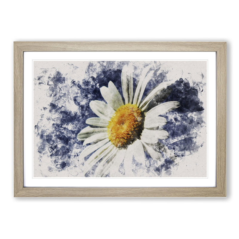 White Daisy Vol.5 - Picture Frame Graphic Art, 65cm H x 90cm W x 2cm D, Oak Framed