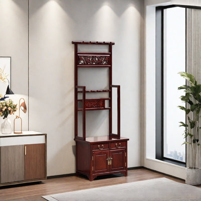 Sleek Coat Rack Dual Rods Drawers Large Storage