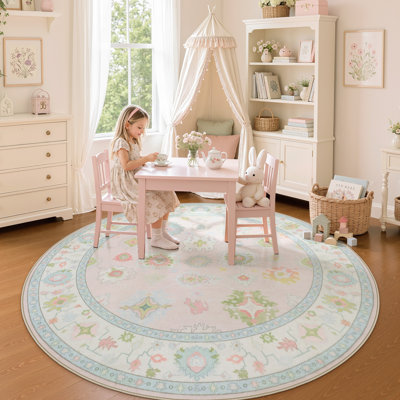 Tapis Oushak Boho, lavables et antidérapants, motif floral oriental, doux et fin, idéal pour l'intérieur.