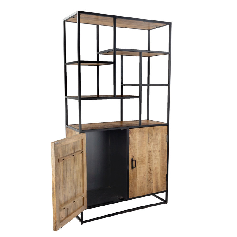 Bibliothèque de présentation 75 po en bois de manguier massif