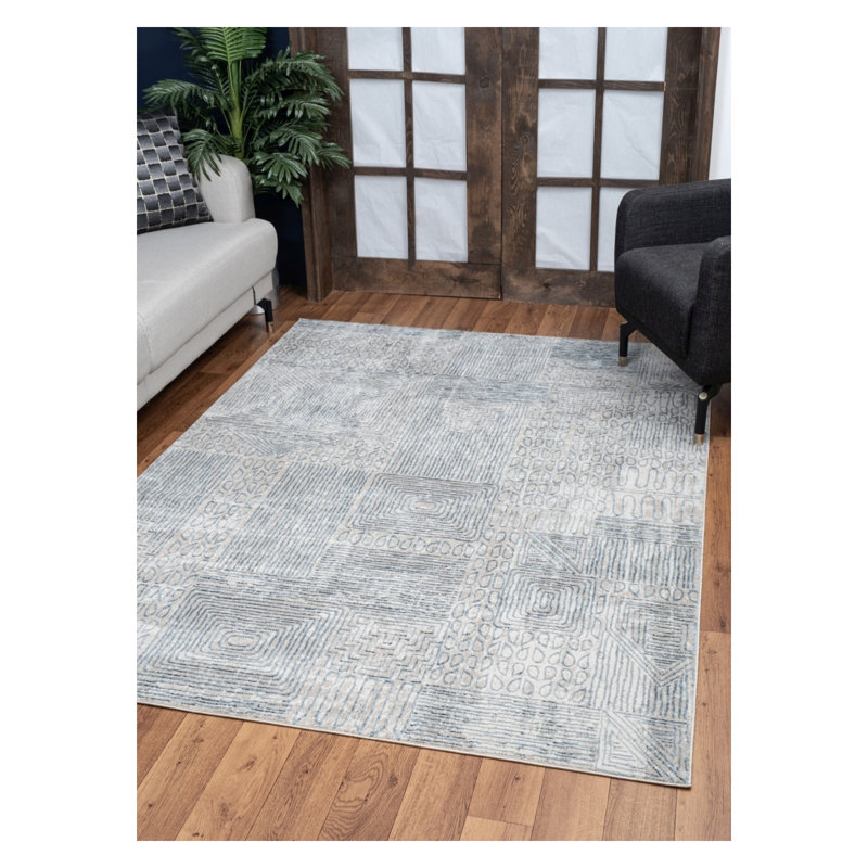 Tapis bleu élégant Elegance, Rectangle 5 pi 3 po x 7 pi 3 po