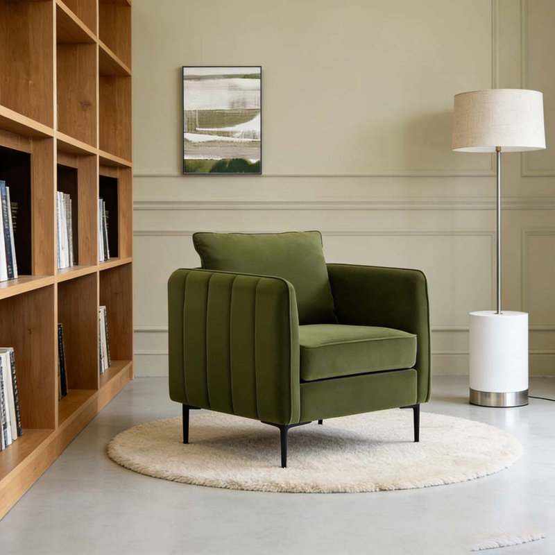 Fauteuil d'appoint simple en velours Accent Chair, Vert