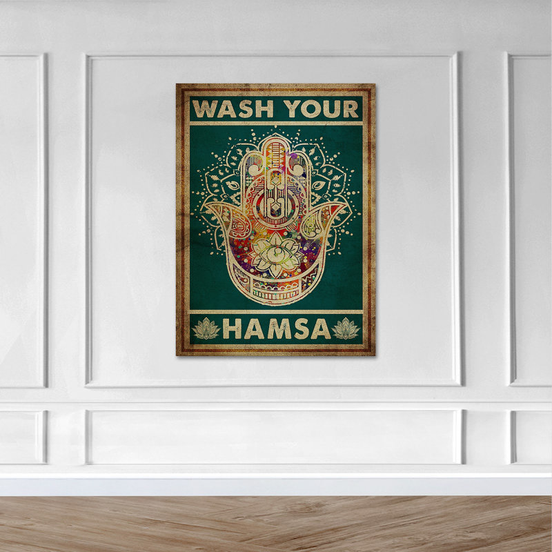 «Hamsa Hand - Wash Your Hamsa», reproduction d'art graphique sur toile tendue, H 14 po x l 11 po x P 2 po