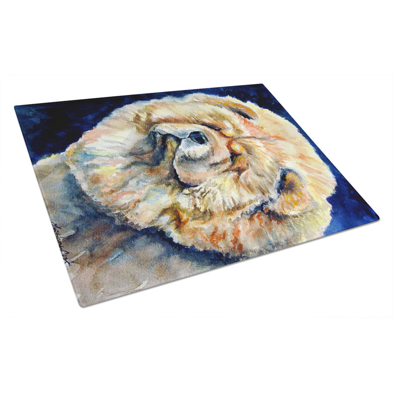 Chow Chow Head Glass Cutting Board