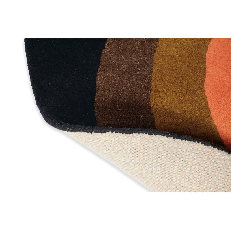 Hand Tufted Wool Area Rug in Black/Pink/Brown, Round 4'11"
