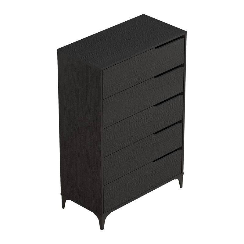 Commode 5 tiroirs Norcross, Chêne noir