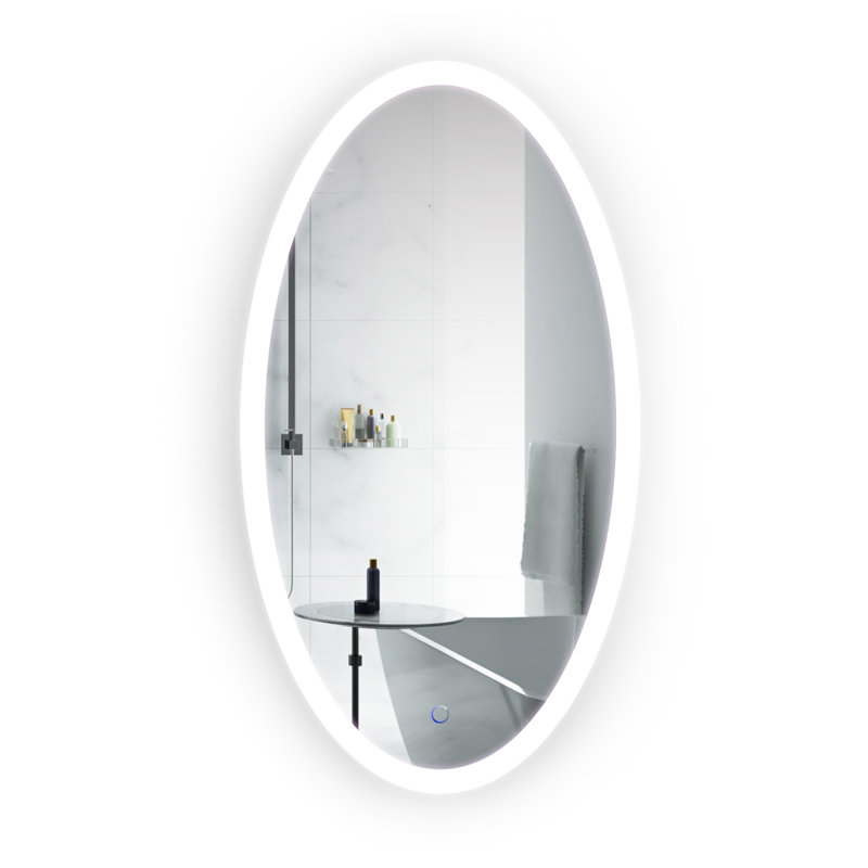 Miroir mural lumineux à del Nocera, H 44 po x l 24 po