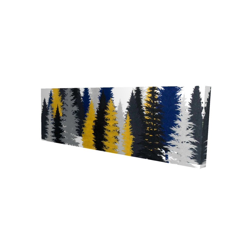 Toile de sapin doré - bleu, décoration murale rustique, H 16 po x l 48 po