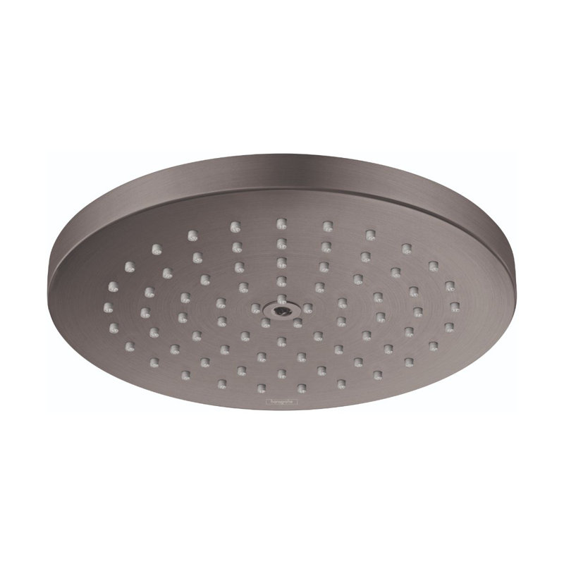 hansgrohe Raindance S Showerhead 180 1-Jet PowderRain, 2.5 GPM, Brushed Black Chrome, 2.5 GPM