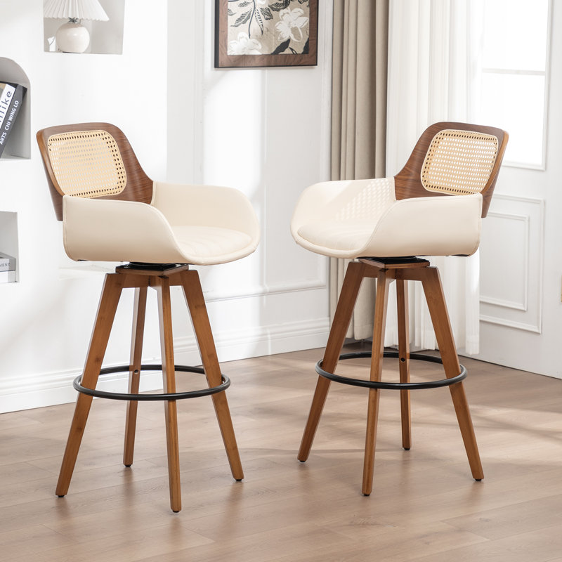 Derek Swivel Bar Stool, Bar Stool (76.2cm Seat Height), Beige