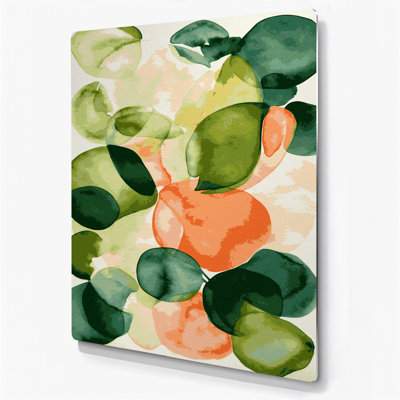 Abstrait aquarelle 58, art mural en métal beige