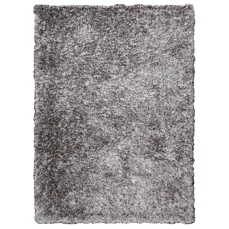 Tapis écossais en polyester touffeté à la main Camarato - Rectangle, gris blanc, conception unie, tapis antidérapants faits à la main épais pour salon, chambre à coucher