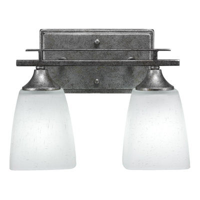 Uptowne 2 Light Bath Bar Shown In Aged Silver Finish With 4.5" Square White Muslin Glass