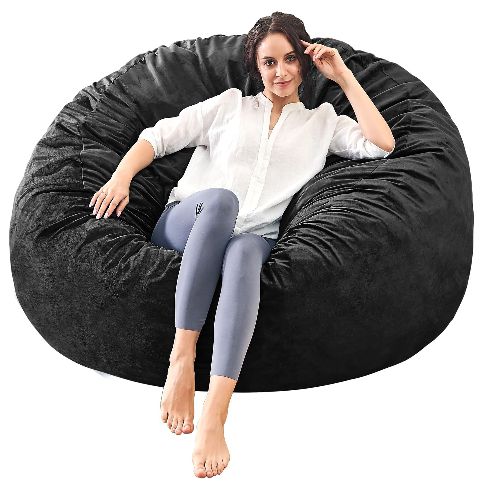 Memory Foam Filled Bean Bag Chair with Soft Removeable Cover