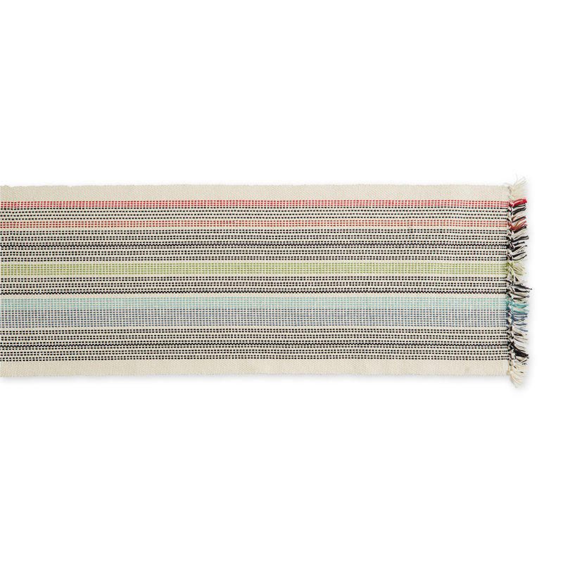 Hidetoshi Striped 100% Cotton Table Runner, 72" x 13", Mediterranean