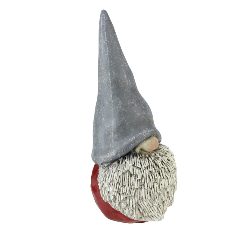 Figurine gnome de Noël grise et rouge 12 po avec grand chapeau
