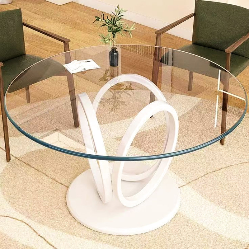 Round, 31.5 Inch, Tempered Glass Table Top, 3/10 Inch Thickness, Can Bear 100 Lbs, Smooth Edge Withstand