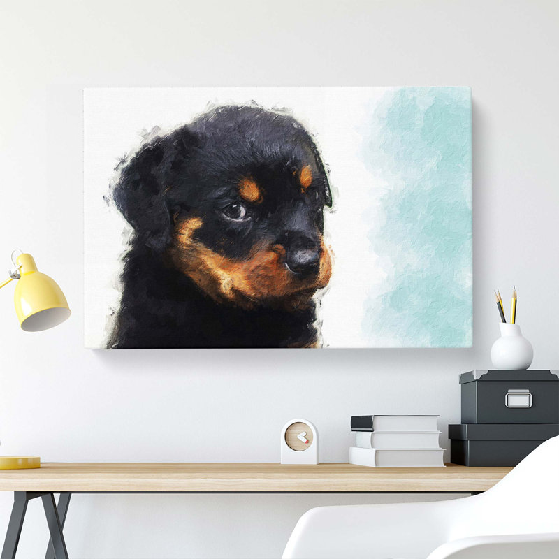 Rottweiler Puppy - Wrapped Canvas, 40cm H x 60cm W x 3cm D