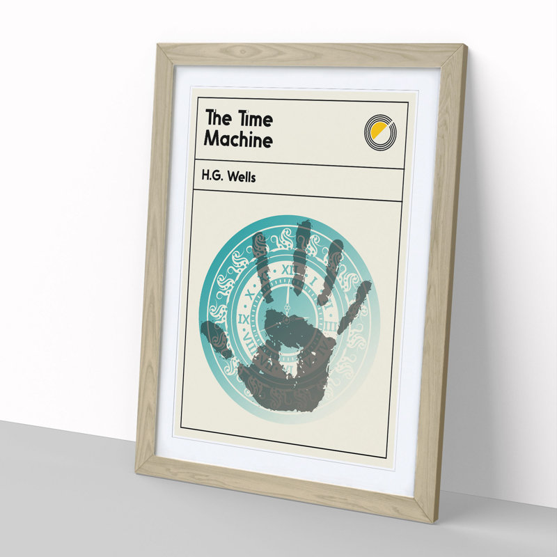 Book Cover the Time Machine H. G. Wells - Picture Frame Graphic Art, 65cm H x 48cm W x 2cm D, Oak