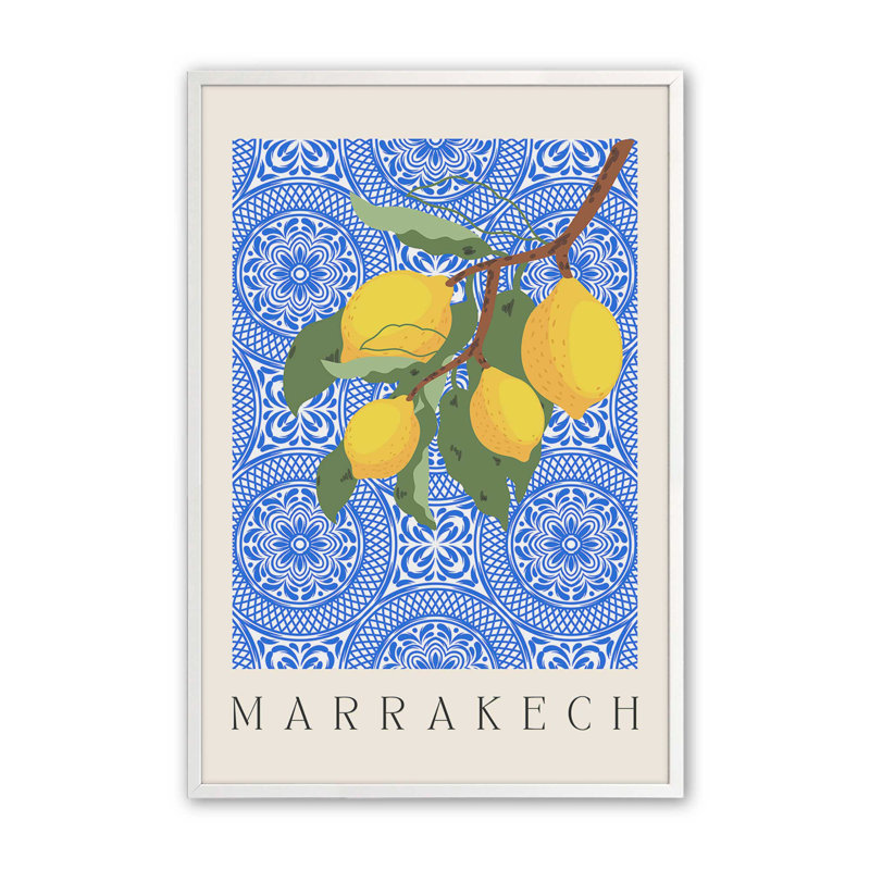 Imprimé marocain au charme de citron, Blanc opaque, H 15 po x l 12 po