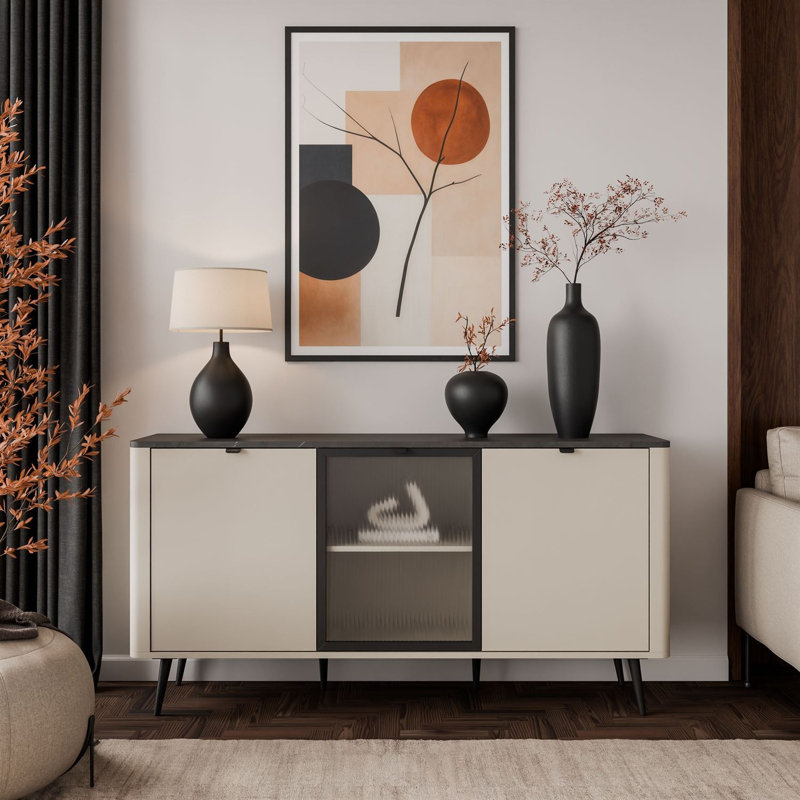 160cm Sideboard, cashmere / grey stone