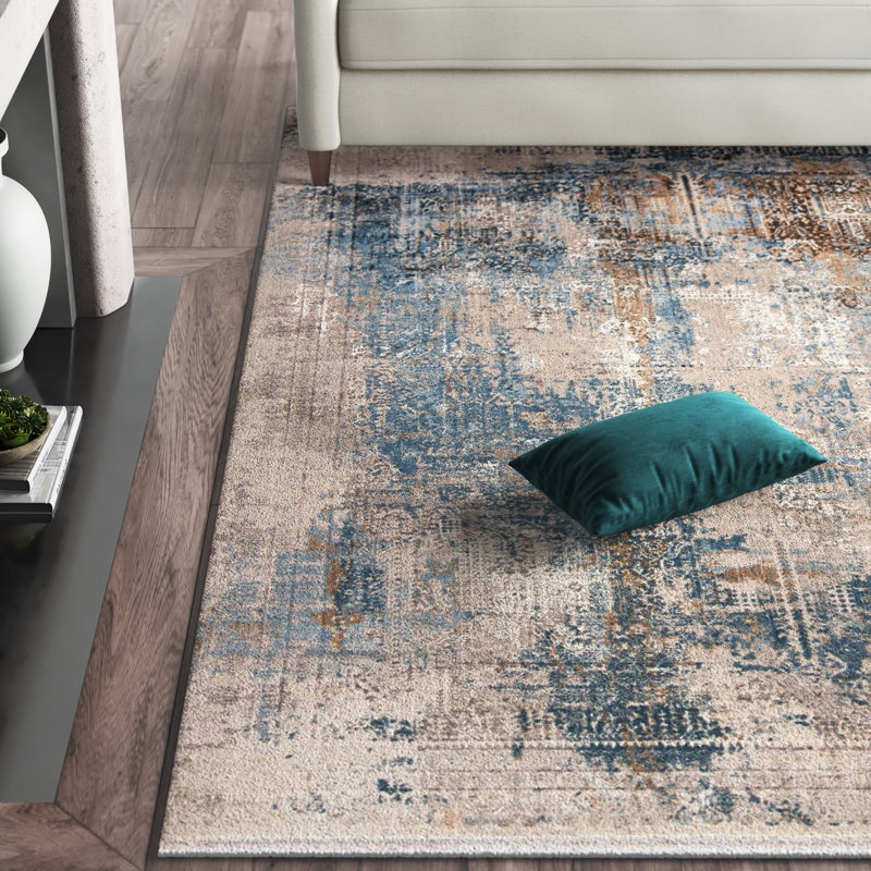 Tapis bleu / gris Whitten, Rectangle 7 pi 9 po x 11 pi