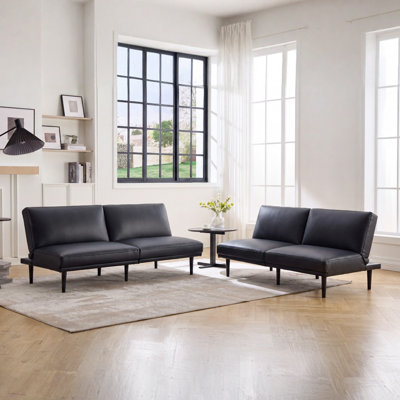 71.66" Wide Modern Faux Leather Convertible Sofa For Living Room, Apartment & Guest Room(Set Of 2)