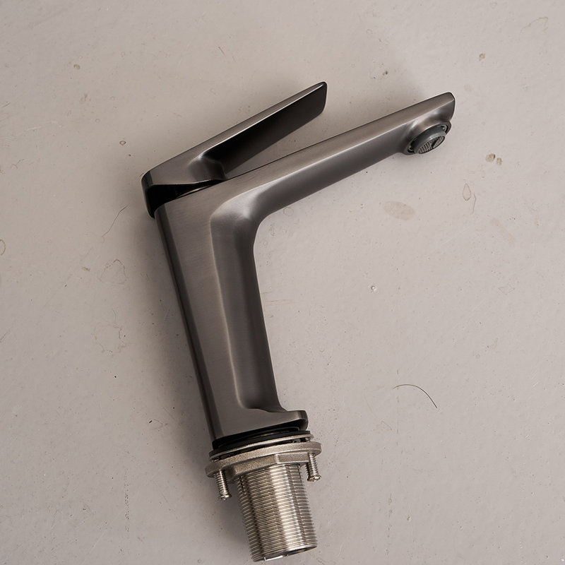 Metal Basin Mixer Tap with Single Lever, Gunmetal Grey