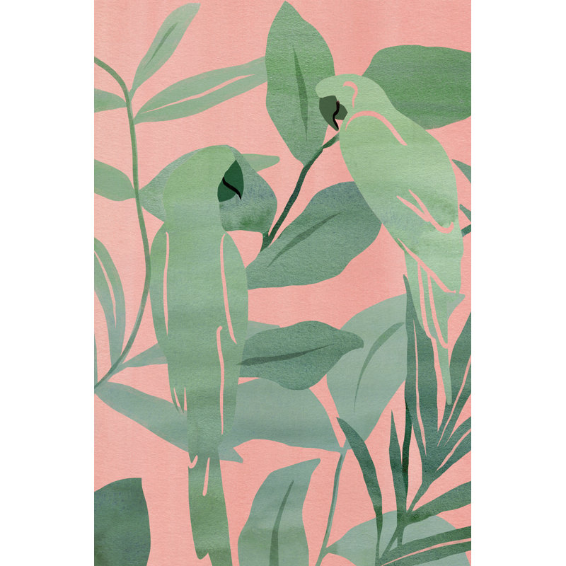 Pink And Green Birds Of Paradise II - Art Prints, Black Floater Framed, 30 cm H x 20 cm W