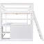 Lit mezzanine double en blanc avec bureau, tablettes et tiroirs - Pièce de chambre fonctionnelle et robuste-1902049701-1902049700