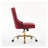 A&A Furniture Modern Velvet Tufted Office Chair, Wine Red Upholstered Home Office Chair with Golden Metal Base, Adjustable Swivel Desk Chair