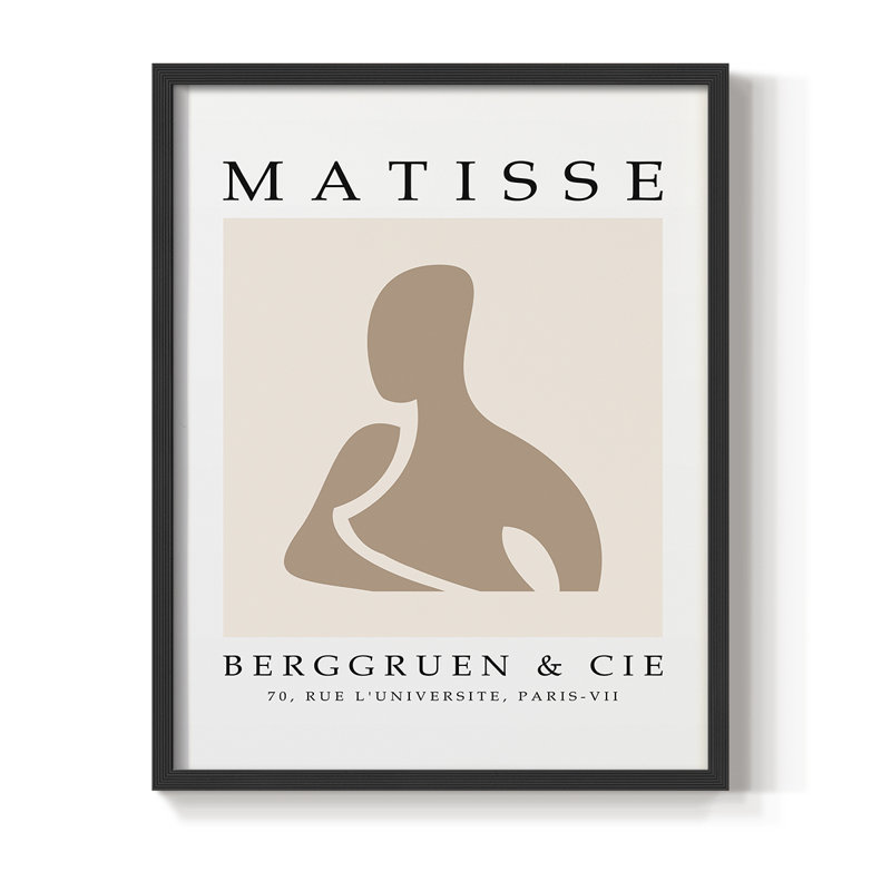 Matisse, reproduction d'art encadrée - bois massif, H 20 po x l 16 po, Noir