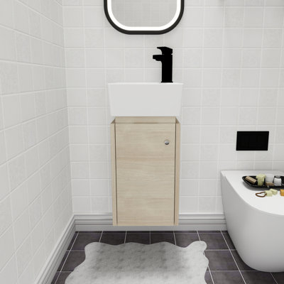 Petit meuble-lavabo flottant simple 12 po avec plateau en céramique Kirstyleigh