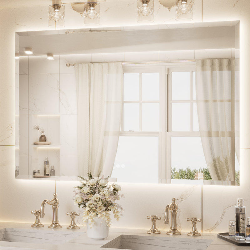 Miroir de salle de bain biseauté à rétroéclairage DEL, 40 po x 60 po